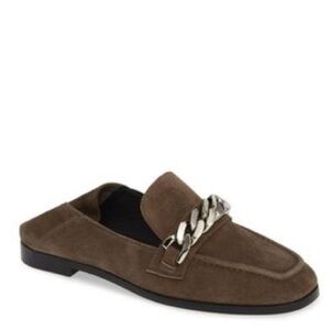 Jeffrey Campbell Suede Loafers with Silver Chain